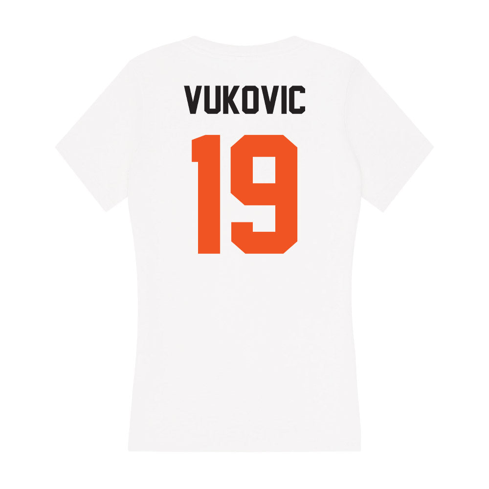 Oklahoma State - NCAA Men's Basketball : Andrija Vukovic - Women's V-Neck T-Shirt-1