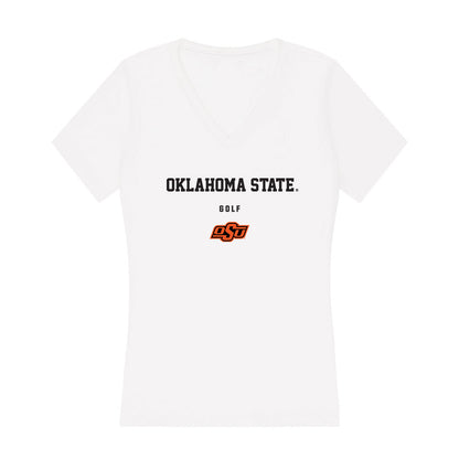 Oklahoma State - NCAA Men's Golf : Rayhan Thomas - Women's V-Neck T-Shirt-0