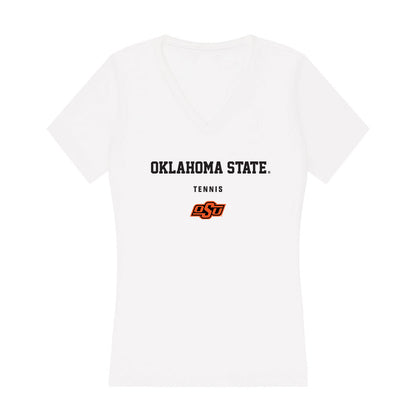 Oklahoma State - NCAA Women's Tennis : Safiya Carrington - Women's V-Neck T-Shirt-0