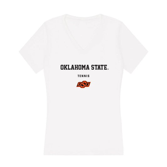 Oklahoma State - NCAA Women's Tennis : Safiya Carrington - Women's V-Neck T-Shirt-0