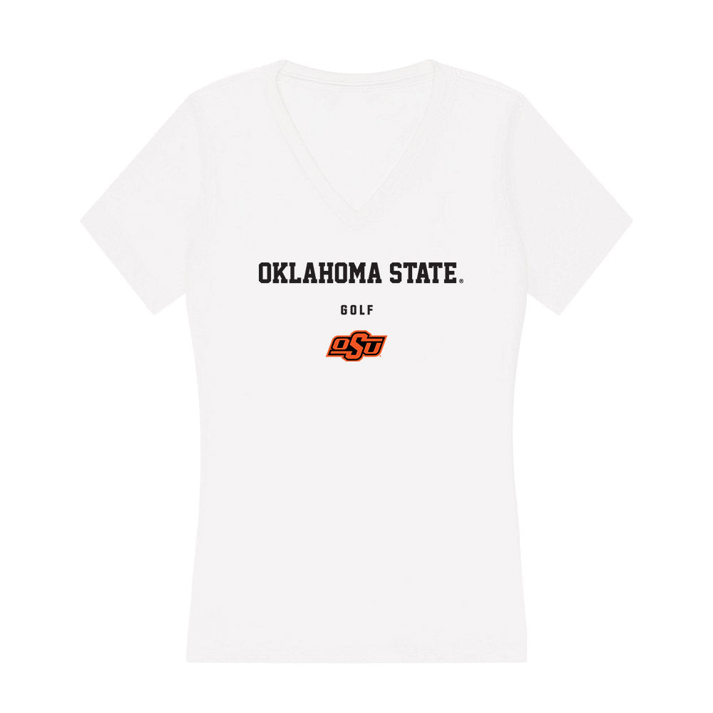 Oklahoma State - NCAA Men's Golf : Dillon Stewart - Women's V-Neck T-Shirt-0