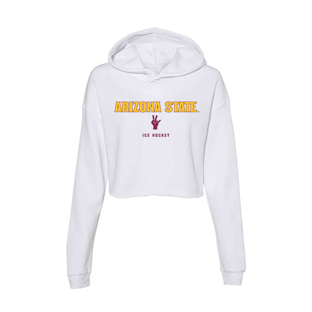 Arizona State - NCAA Men's Ice Hockey : John Waldron - Classic Shersey Women's Crop Fleece Hoodie-0