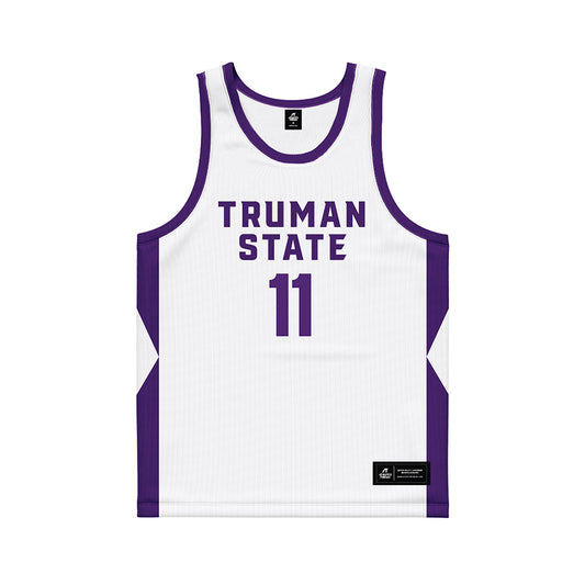 Truman - NCAA Men's Basketball : Justin Duff - White Basketball Jersey-0