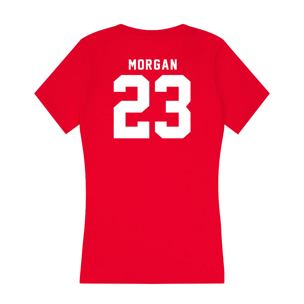 Nebraska - NCAA Men's Basketball : Andrew Morgan - Women's V-Neck T-Shirt-1