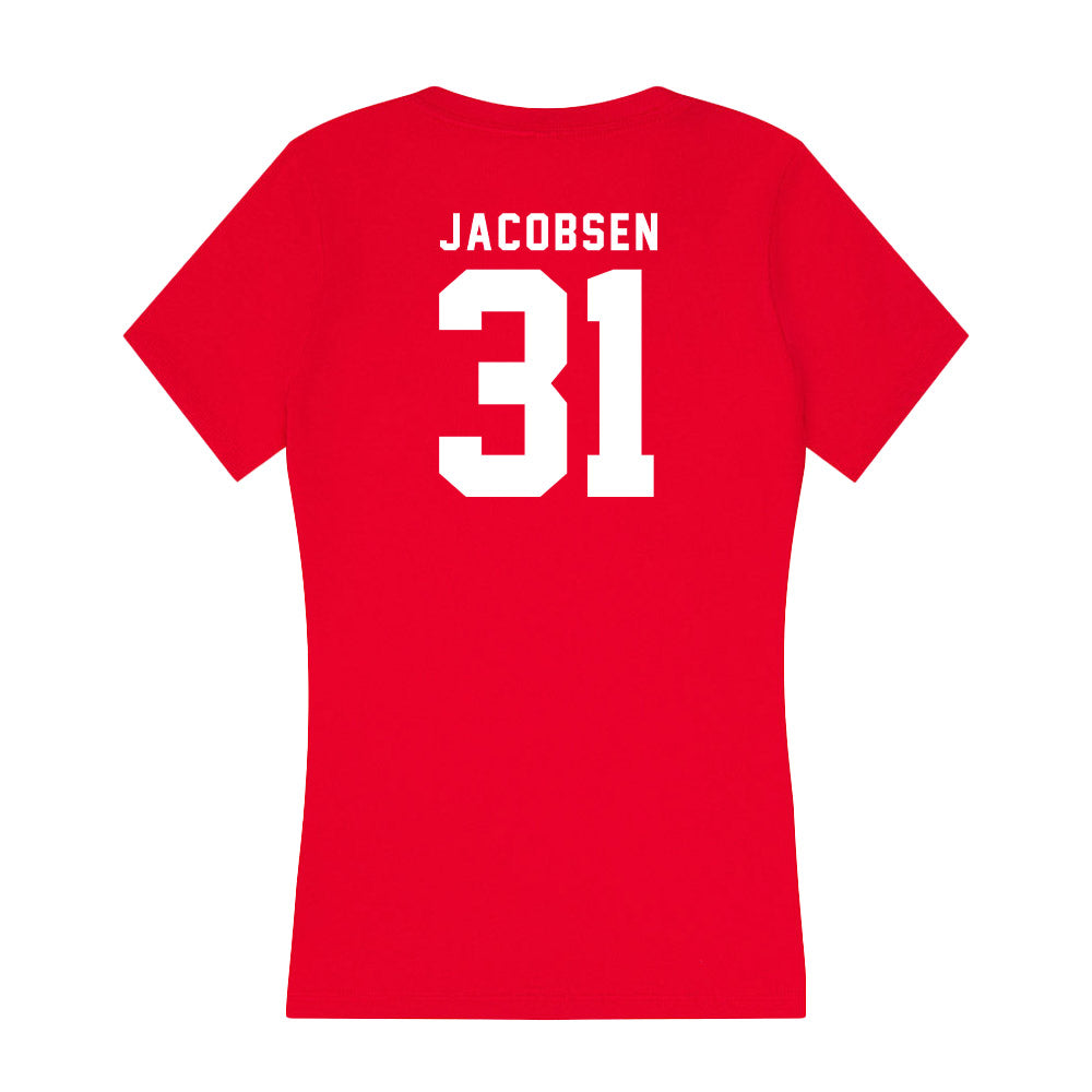 Nebraska - NCAA Men's Basketball : Cale Jacobsen - Women's V-Neck T-Shirt-1