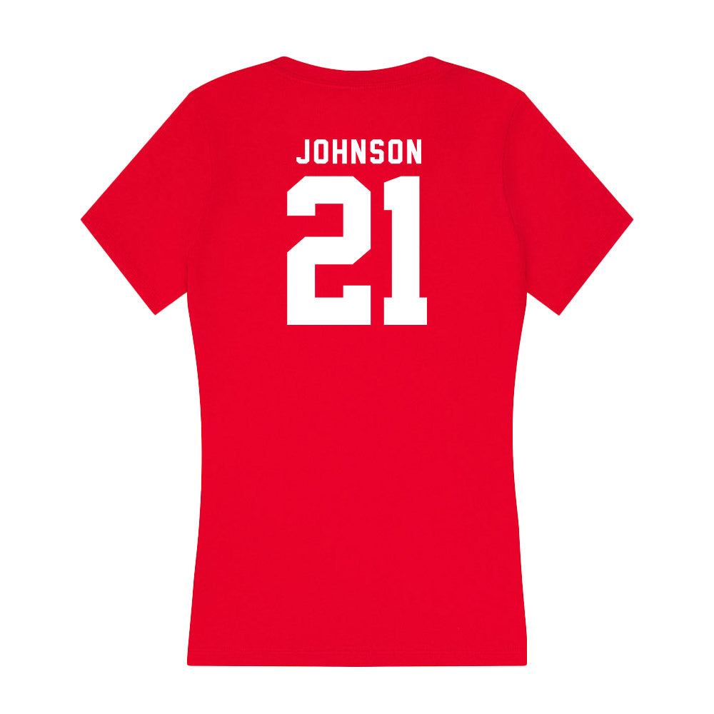 Nebraska - NCAA Football : Emmett Johnson - Women's V-Neck T-Shirt-1