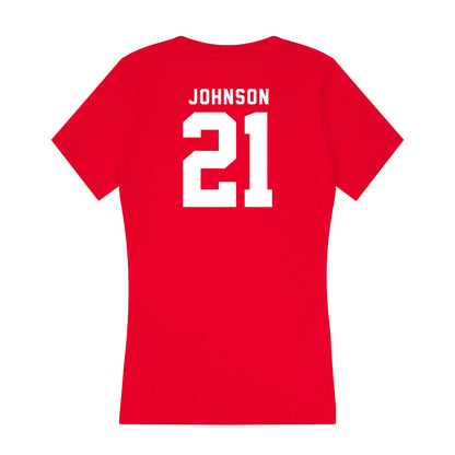 Nebraska - NCAA Football : Emmett Johnson - Women's V-Neck T-Shirt-1