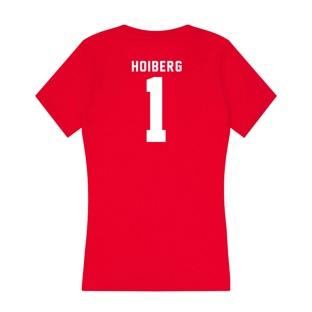 Nebraska - NCAA Men's Basketball : Samuel Hoiberg - Women's V-Neck T-Shirt-1