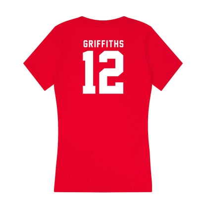 Nebraska - NCAA Men's Basketball : Gavin Griffiths - Women's V-Neck T-Shirt-1