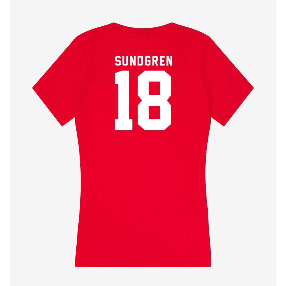 Nebraska - NCAA Baseball : Kanon Sundgren - Women's V-Neck T-Shirt-1