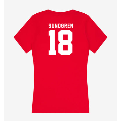 Nebraska - NCAA Baseball : Kanon Sundgren - Women's V-Neck T-Shirt-1