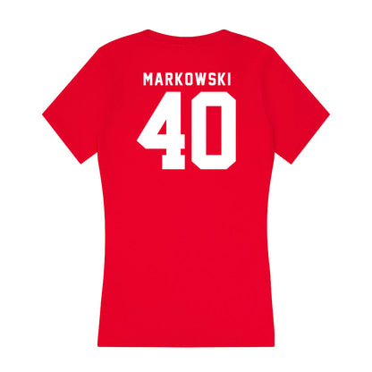 Nebraska - NCAA Women's Basketball : Alexis Markowski - Women's V-Neck T-Shirt-1