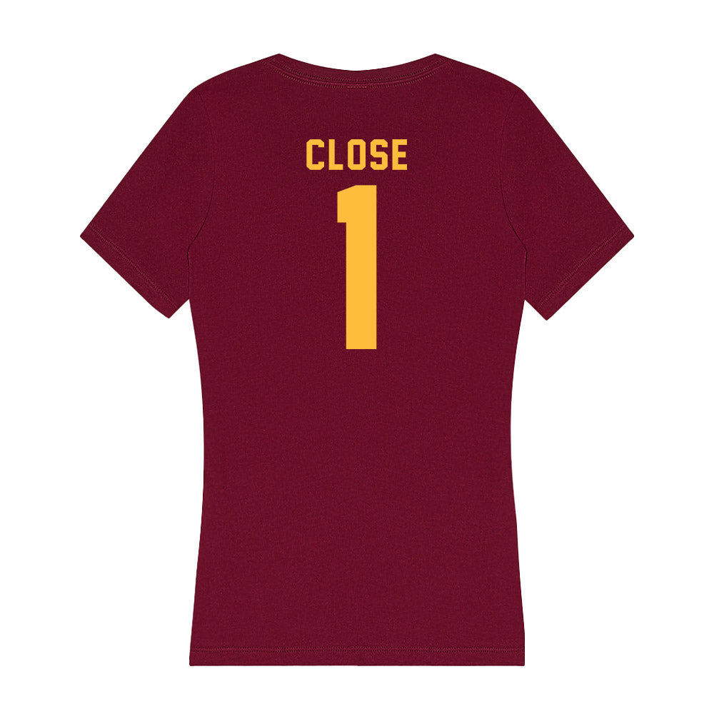 Minnesota - NCAA Men's Ice Hockey : Justen Close - Women's V-Neck T-Shirt-1