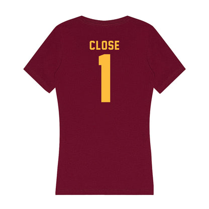 Minnesota - NCAA Men's Ice Hockey : Justen Close - Women's V-Neck T-Shirt-1