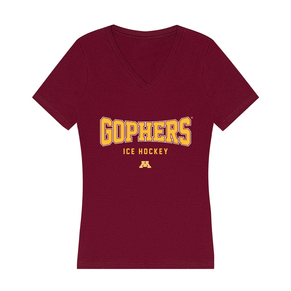 Minnesota - NCAA Men's Ice Hockey : Justen Close - Women's V-Neck T-Shirt-0