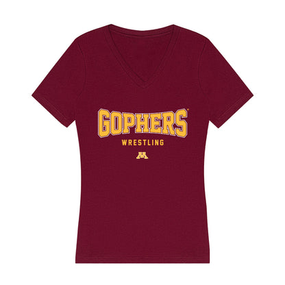 Minnesota - NCAA Wrestling : Quincy Hulverson - Women's V-Neck T-Shirt-0