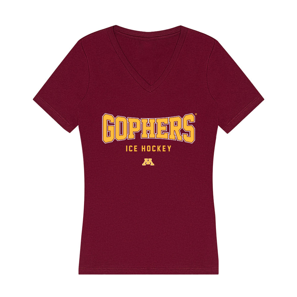 Minnesota - NCAA Men's Ice Hockey : Nathan Airey - Women's V-Neck T-Shirt-0
