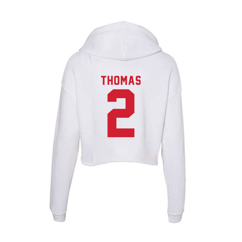 NC State - NCAA Football : Lex Thomas - Women's Crop Fleece Hoodie-1