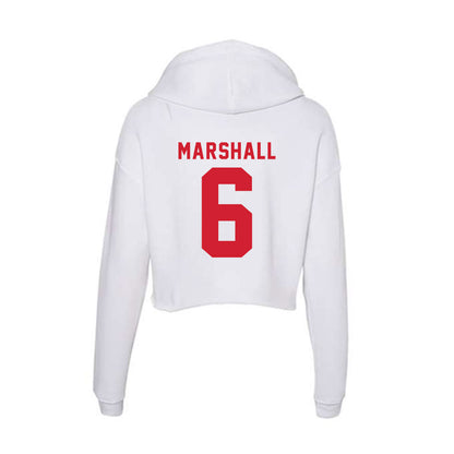NC State - NCAA Football : Devon Marshall - Women's Crop Fleece Hoodie-1