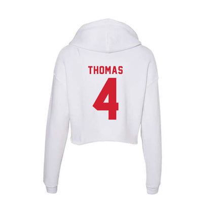 NC State - NCAA Football : Tra Thomas - Women's Crop Fleece Hoodie-1
