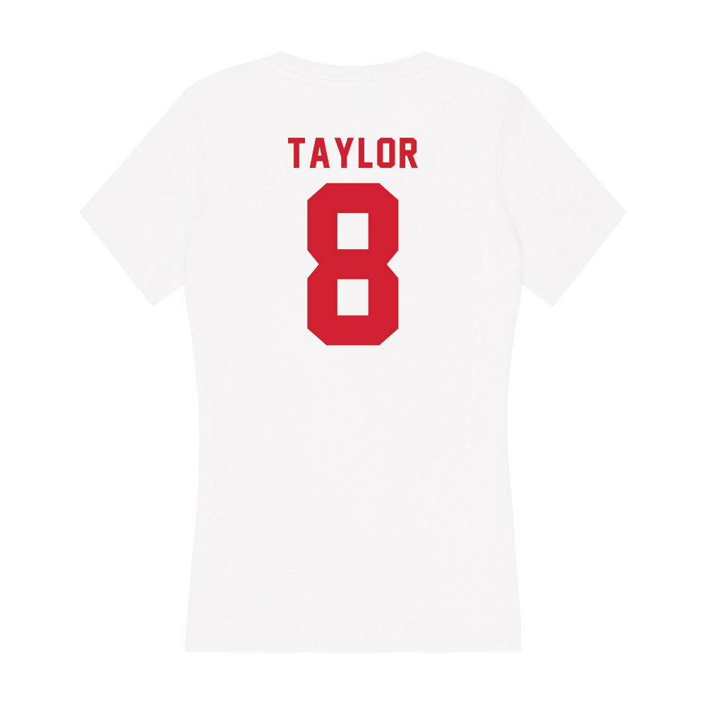 NC State - NCAA Men's Basketball : Jayden Taylor - Women's V-Neck T-Shirt-1