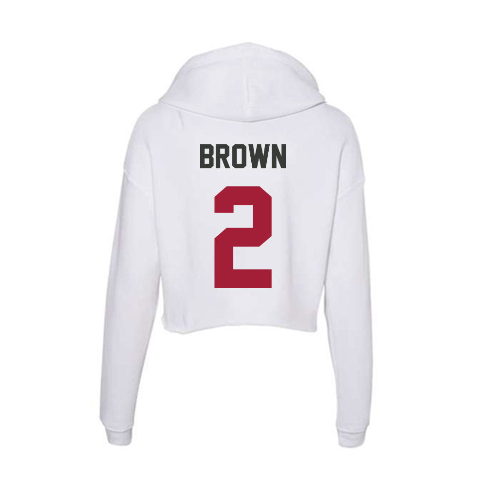 Arkansas - NCAA Men's Basketball : Amere Brown - Women's Crop Fleece Hoodie-1
