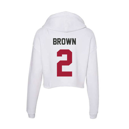 Arkansas - NCAA Men's Basketball : Amere Brown - Women's Crop Fleece Hoodie-1