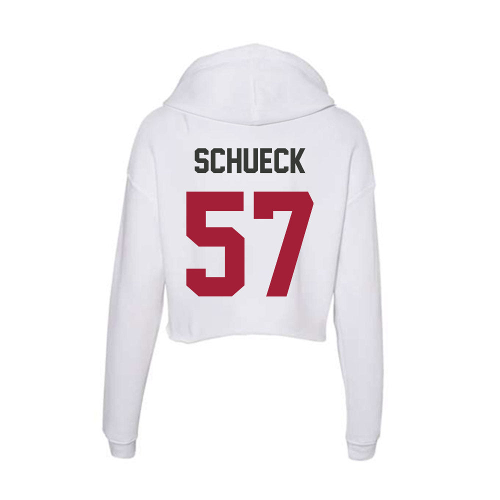 Arkansas - NCAA Football : Thomas Schueck - Women's Crop Fleece Hoodie-1