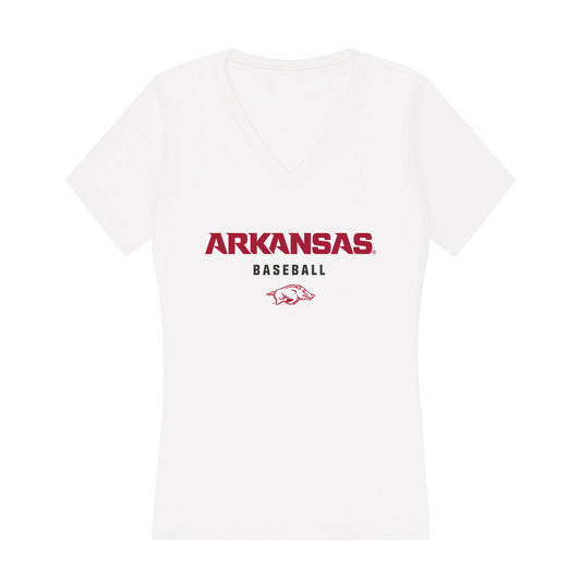 Arkansas - NCAA Baseball : Stone Hewlett - Women's V-Neck T-Shirt-0