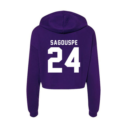 TCU - NCAA Baseball : Tanner Sagouspe - Women's Crop Fleece Hoodie-1