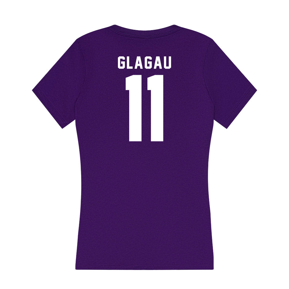 TCU - NCAA Beach Volleyball : Emma Glagau - Women's V-Neck T-Shirt-1