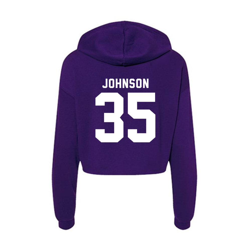 TCU - NCAA Football : Tristan Johnson - Women's Crop Fleece Hoodie-1