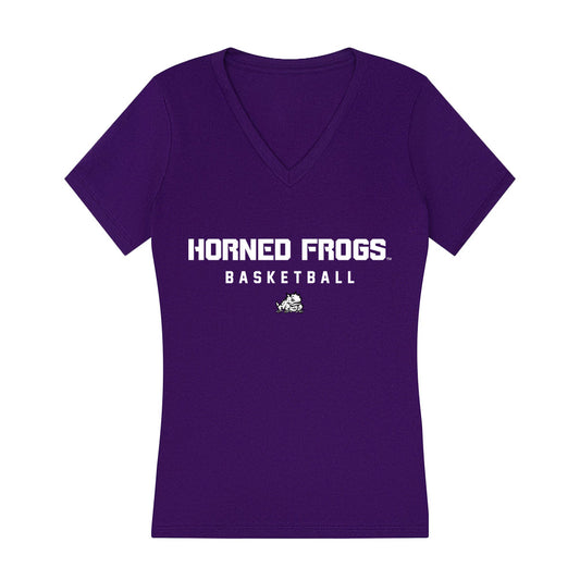 TCU - NCAA Men's Basketball : Adam Stewart - Women's V-Neck T-Shirt-0