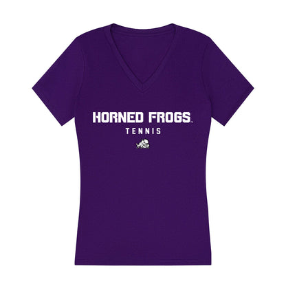 TCU - NCAA Women's Tennis : Natalie Salkova - Women's V-Neck T-Shirt-0