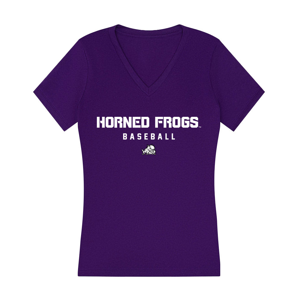 TCU - NCAA Baseball : Cole Eaton - Women's V-Neck T-Shirt-0