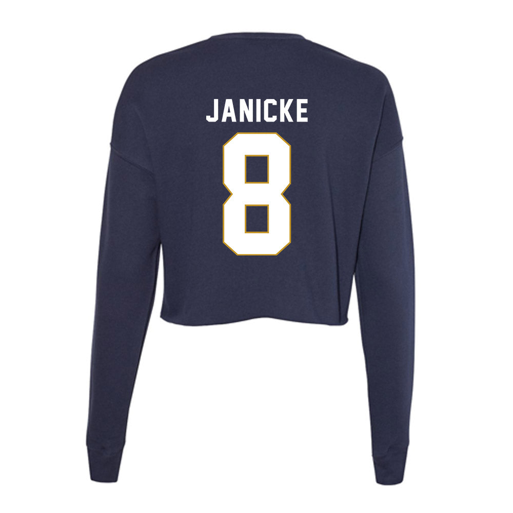 Notre Dame - NCAA Men's Ice Hockey : Justin Janicke - Women's Cropped Crew Fleece-1