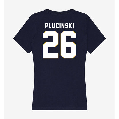 Notre Dame - NCAA Men's Ice Hockey : Zach Plucinski - Women's V-Neck T-Shirt-1