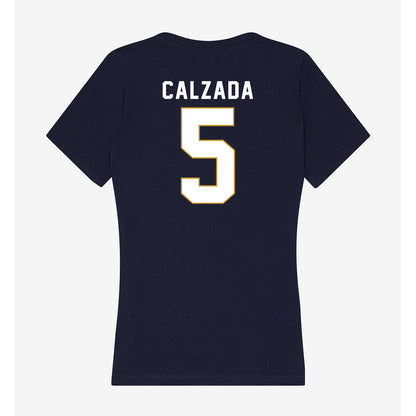Notre Dame - NCAA Women's Soccer : Carolyn Calzada - Women's V-Neck T-Shirt-1