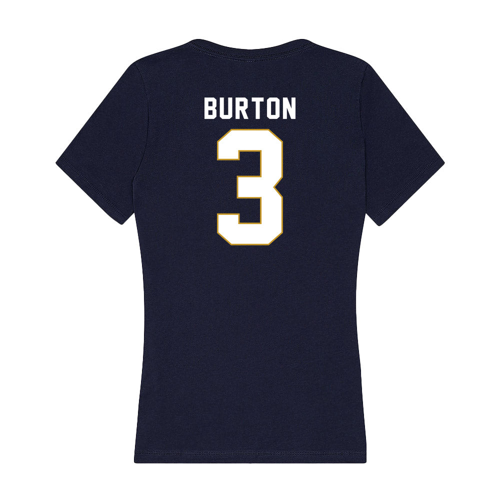 Notre Dame - NCAA Men's Basketball : Markus Burton - Women's V-Neck T-Shirt-1