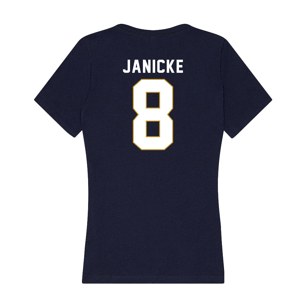 Notre Dame - NCAA Men's Ice Hockey : Justin Janicke - Women's V-Neck T-Shirt-1