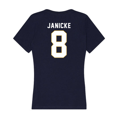 Notre Dame - NCAA Men's Ice Hockey : Justin Janicke - Women's V-Neck T-Shirt-1