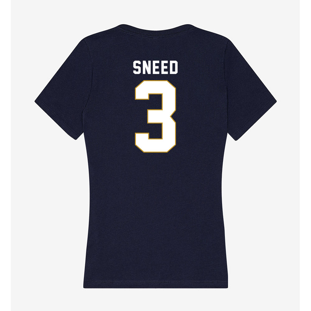Notre Dame - NCAA Football : Jaylen Sneed - Women's V-Neck T-Shirt-1