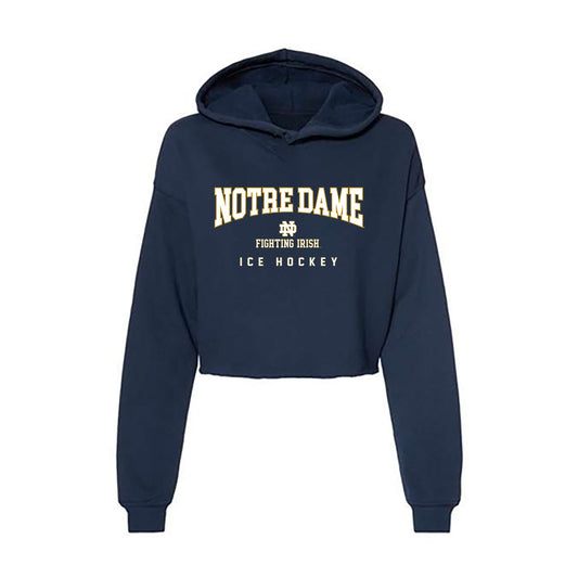 Notre Dame - NCAA Men's Ice Hockey : Justin Janicke - Women's Crop Fleece Hoodie-0