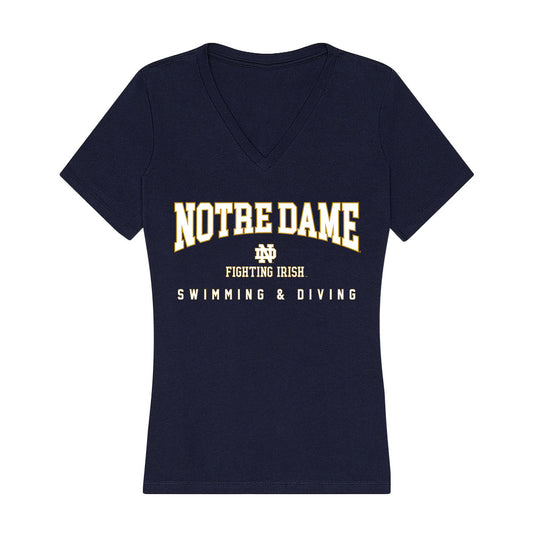Notre Dame - NCAA Men's Swimming & Diving : Owen Tharrington - Women's V-Neck T-Shirt-0