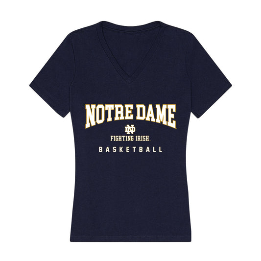 Notre Dame - NCAA Men's Basketball : Markus Burton - Women's V-Neck T-Shirt-0