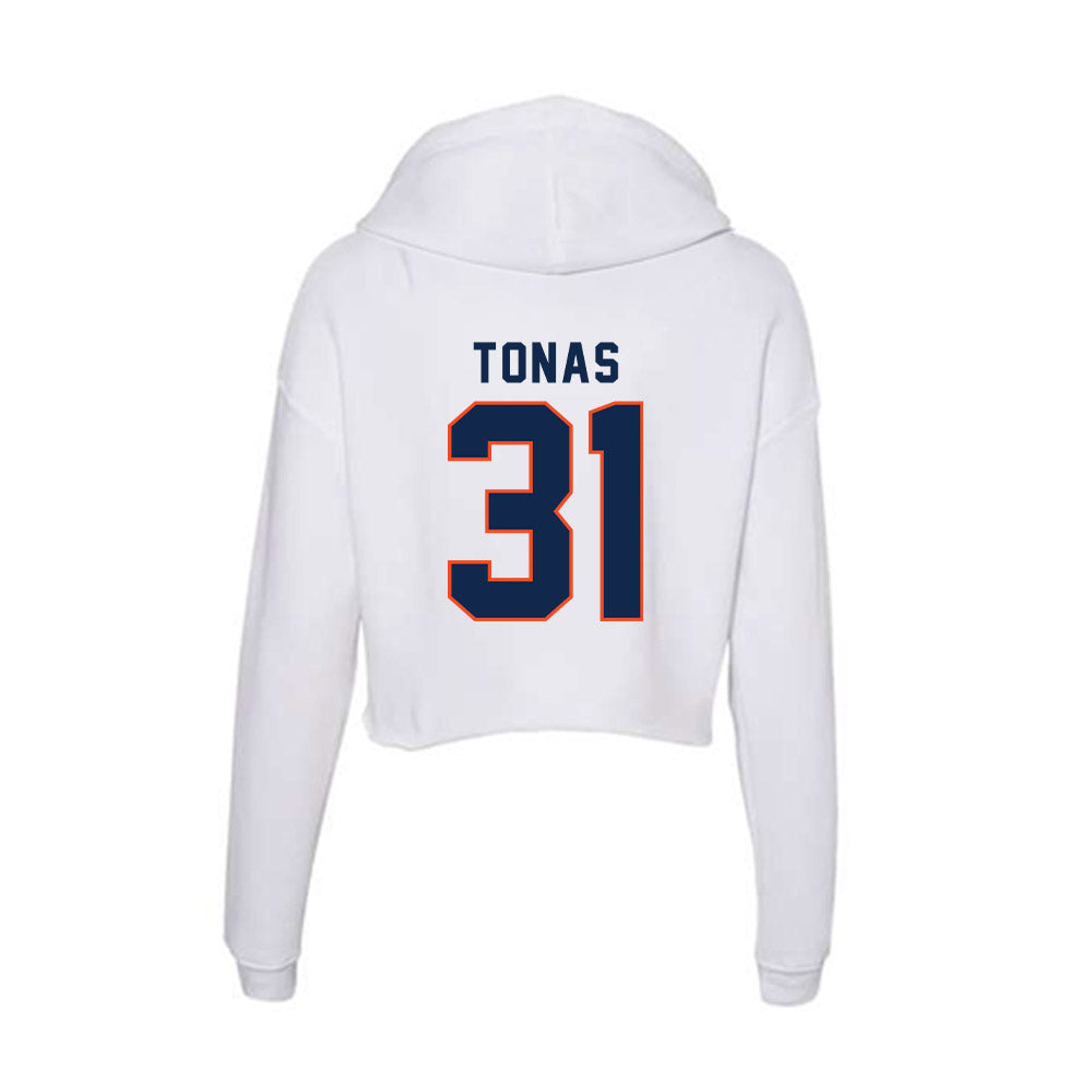 Virginia - NCAA Baseball : Angelo Tonas - Women's Crop Fleece Hoodie-1