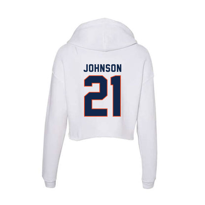 Virginia - NCAA Women's Basketball : Kymora Johnson - Women's Crop Fleece Hoodie-1