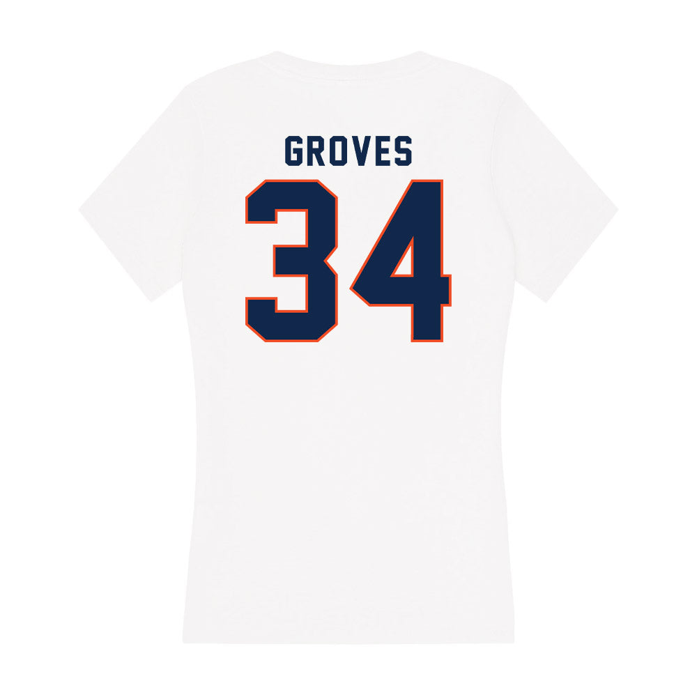 Virginia - NCAA Men's Basketball : Jacob Groves - Women's V-Neck T-Shirt-1