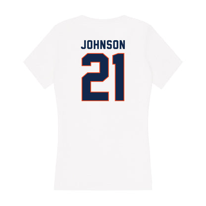 Virginia - NCAA Women's Basketball : Kymora Johnson - Women's V-Neck T-Shirt-1