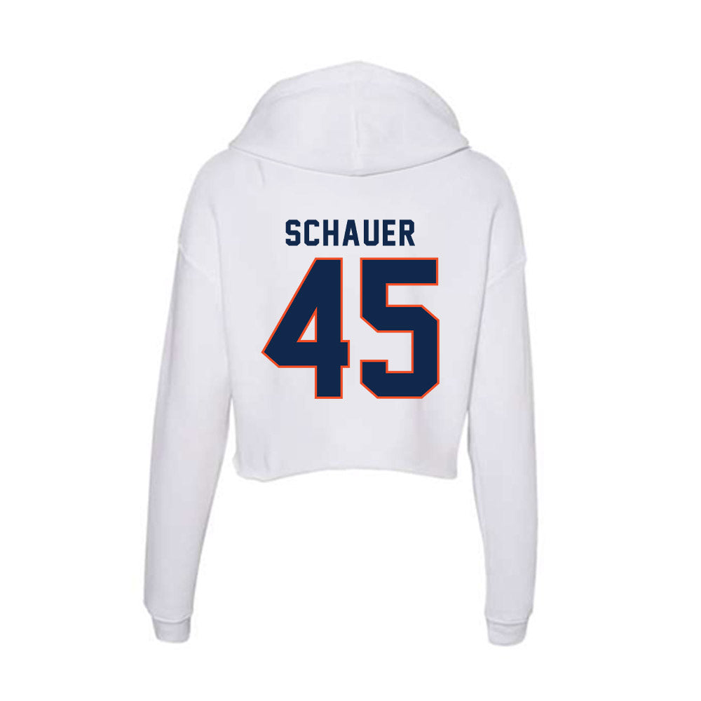 Virginia - NCAA Baseball : Luke Schauer - Women's Crop Fleece Hoodie-1